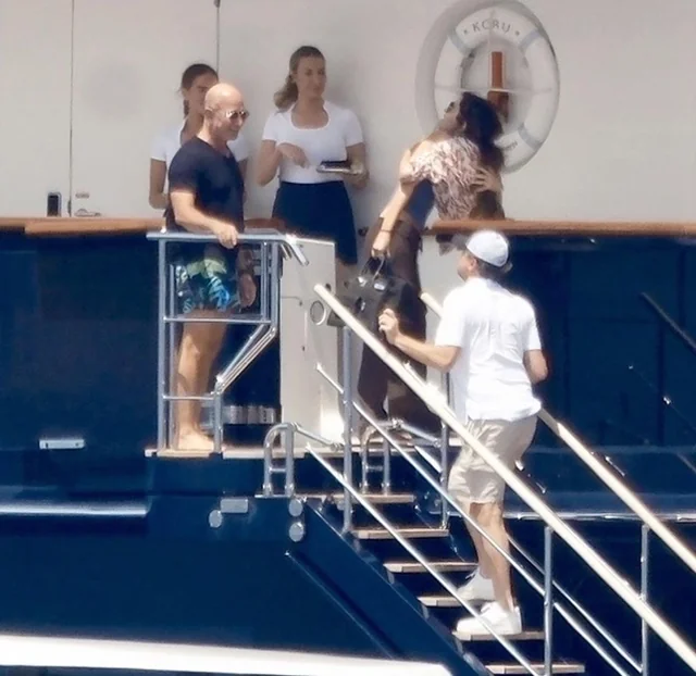 Climate advocate Leonardo DiCaprio confidently boards Jeff Bezos’s $500 million yacht