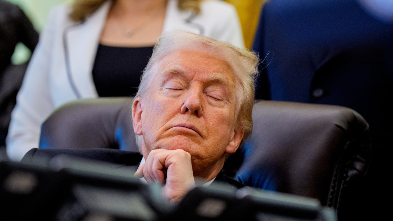 Trump, 79, falls asleep again during peace agreement signing minutes after declaring it 'eighth war' he's ended